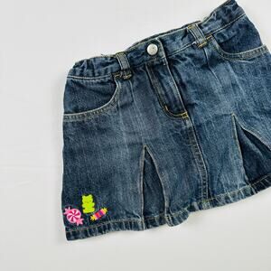 Y2K 2009 Gymboree Gummy Bear/Sweets/Candy Embroidered Denim Pleated Skort Sz 5